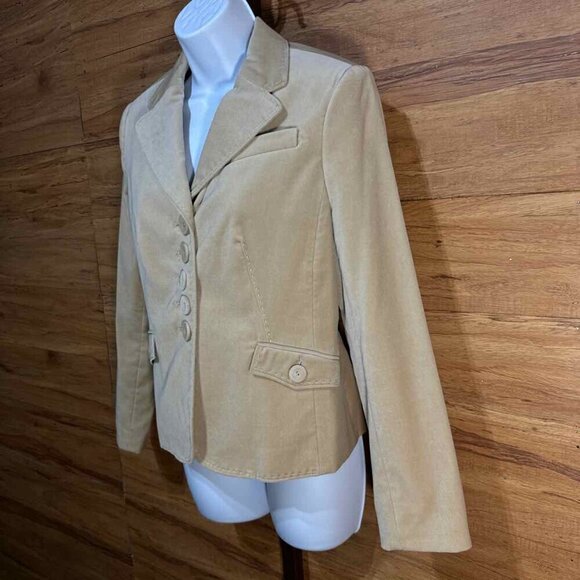 Ann Taylor Beige Size 4 Velvet Finish Blazer Jacket. Fully lined. Excellent cond - Picture 4 of 6